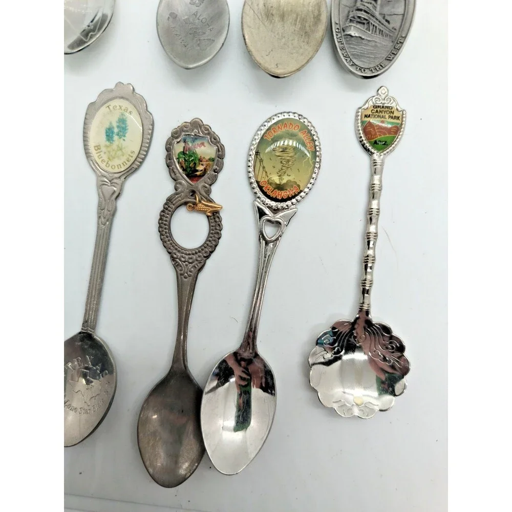 Vintage USA State Souvenir Spoon Lot of 10 – Vegas Texas Arizona Hawaii Iowa